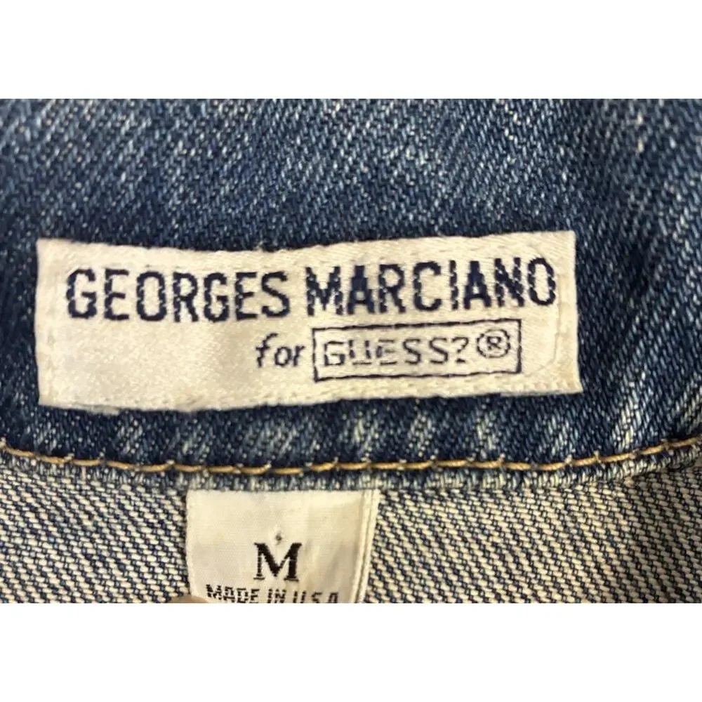 Vintage 80s Guess Georges Marciano Denim Jacket M Blue Jean Trucker USA 10847
